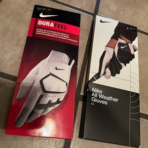 Nike All Weather and DuraFeel Golf Gloves in Black and White